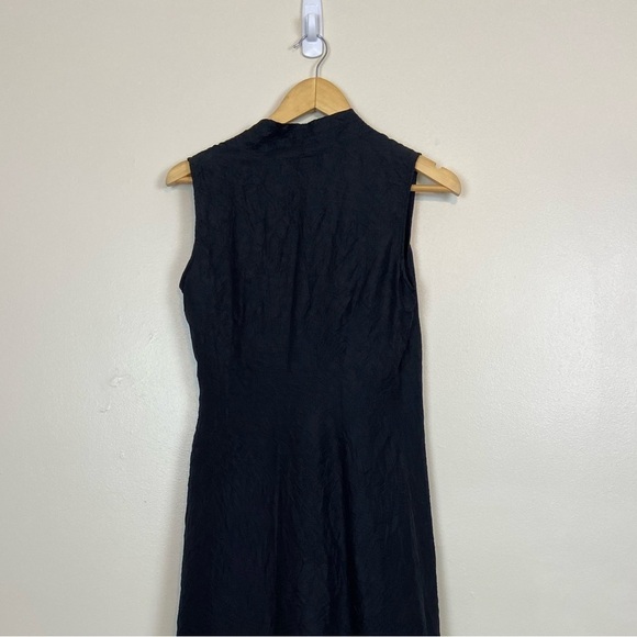 Jill 100% Silk Black Midi Crepe Crinkle Wrap Dress – Size XS - Picture 7 of 8